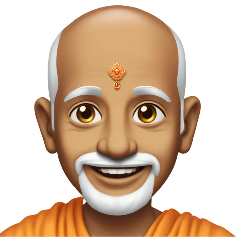 mahant swami maharaj baps sant guru Expression:
Wide-open eyes with a bright sparkle.
Big, warm smile with slightly raised cheeks.
Eyebrows arched upward in a welcoming manner.
Hand Gesture:
One hand raised in a blessing gesture. emoji