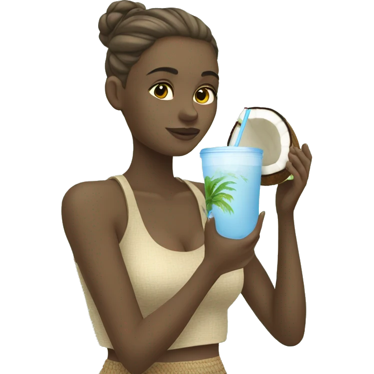 White Girl drinking coconut water emoji
