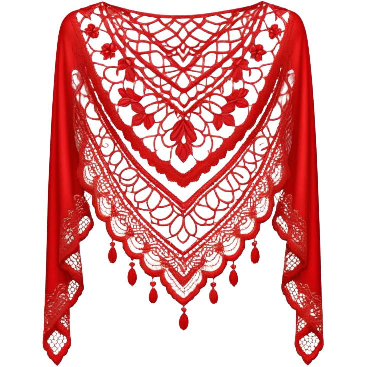 A simple red lace shawl with a delicate design emoji