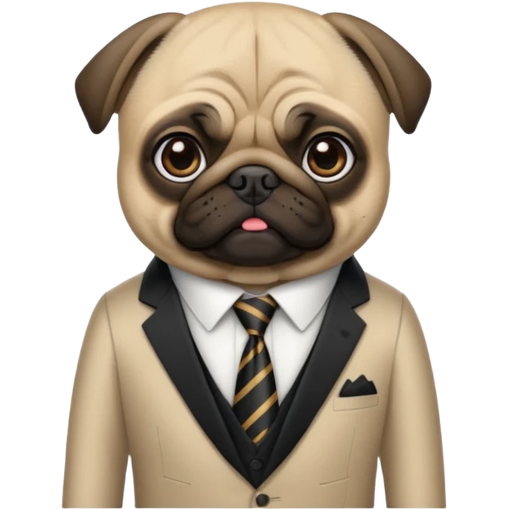 Un perro de raza pug con un traje elegante emoji