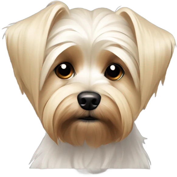 focused blonde Maltese/Yorkie dog in solitude with short hair emoji