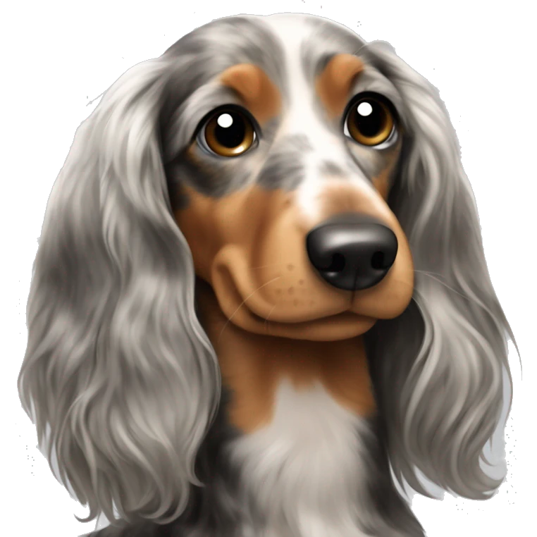 Tri Merle long haired Dachshund   emoji