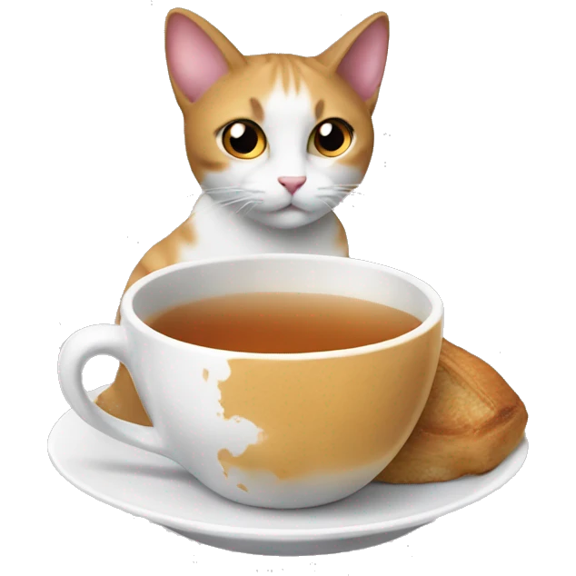 gato en parís tomando té emoji