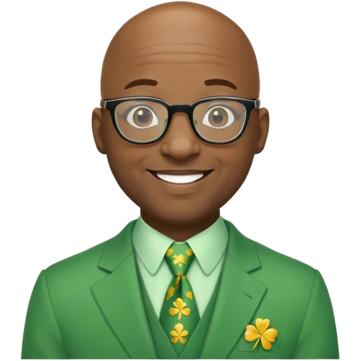 Bald black man with glasses st Patrick’s day emoji