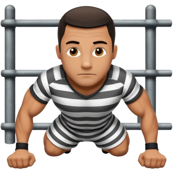Prisoner doing pushups in jail emoji