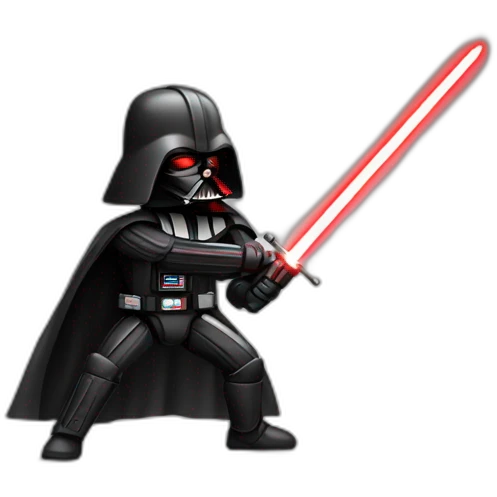 dark vador en position de combat qui tien un sabre laser rouge emoji