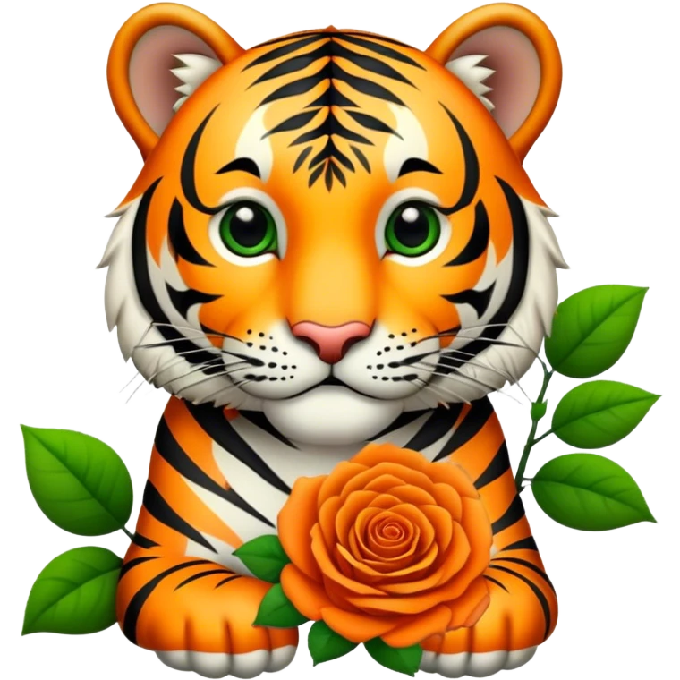 Tiger with a rose emoji