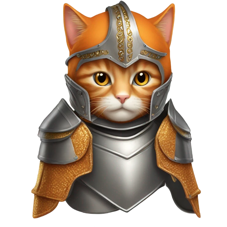 Orange cat in knight armor emoji