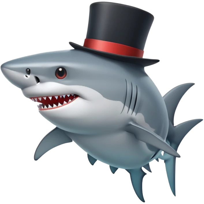 Shark with a top hat emoji