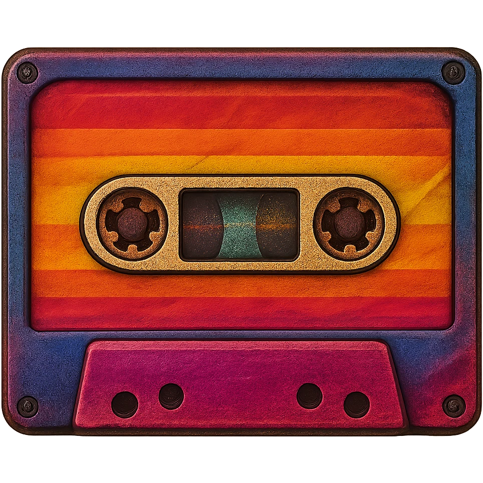 A cassette tape with visible tape reels emoji