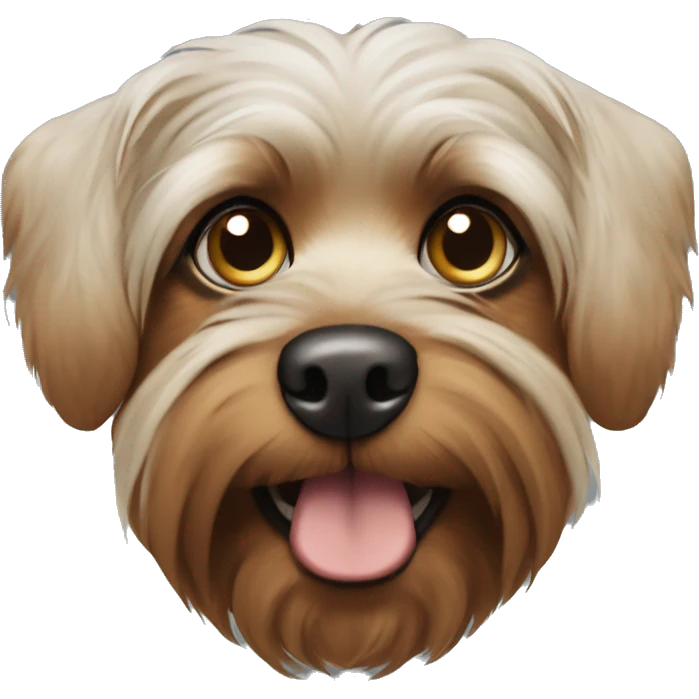 black and brown yorkshire, with white eyes, blind eyes, completely white emoji