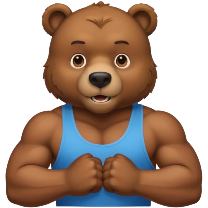 flexing brown bear with tanktop emoji