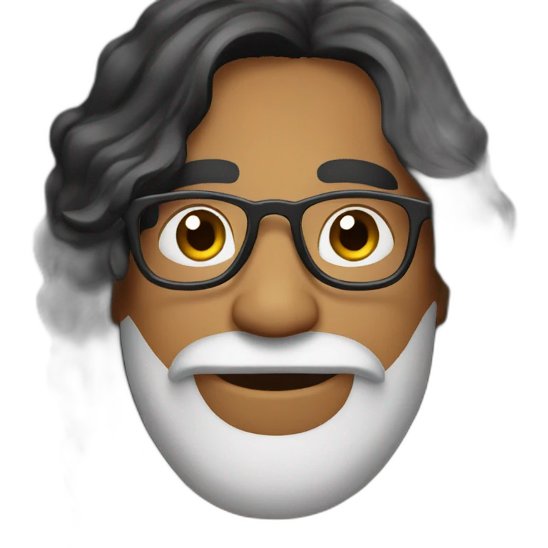 Black hair Indian with glasses and beard emoji