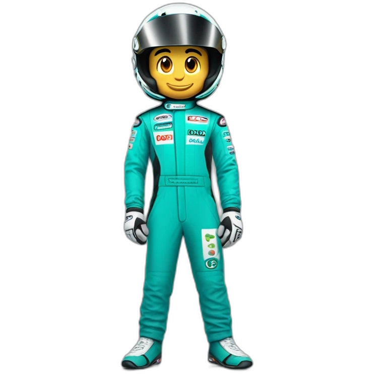 Blue Yoshi in Mercedes AMG Petronas racing suit emoji