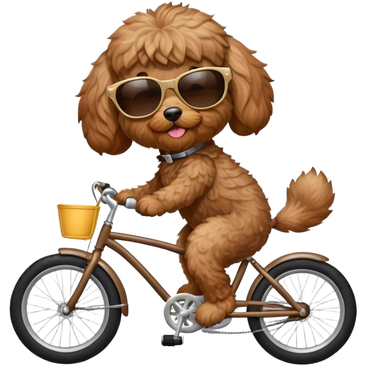 Cockapoo with sunglasses riding a bike emoji