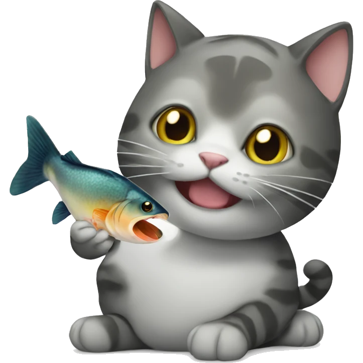 cat eating fish emoji