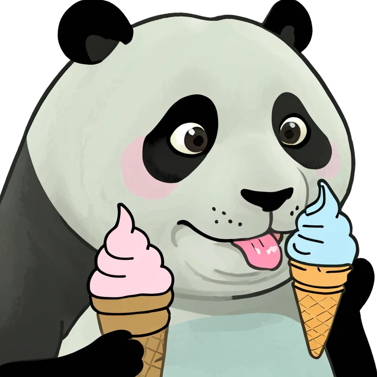 Panda eating ice cream emoji