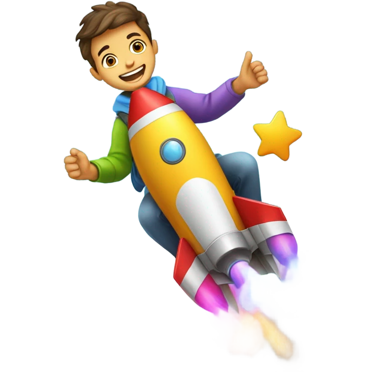 boy riding rocket emoji