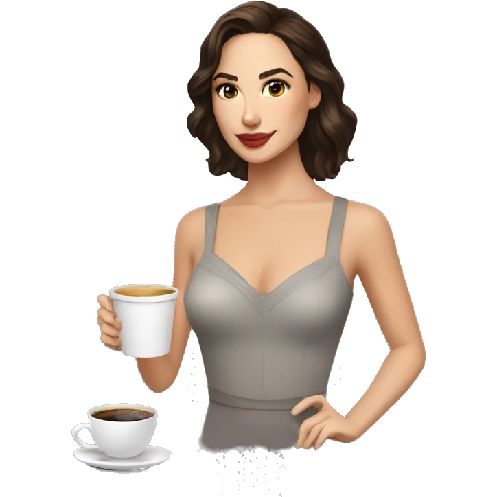 Gal Gadot serving coffee emoji