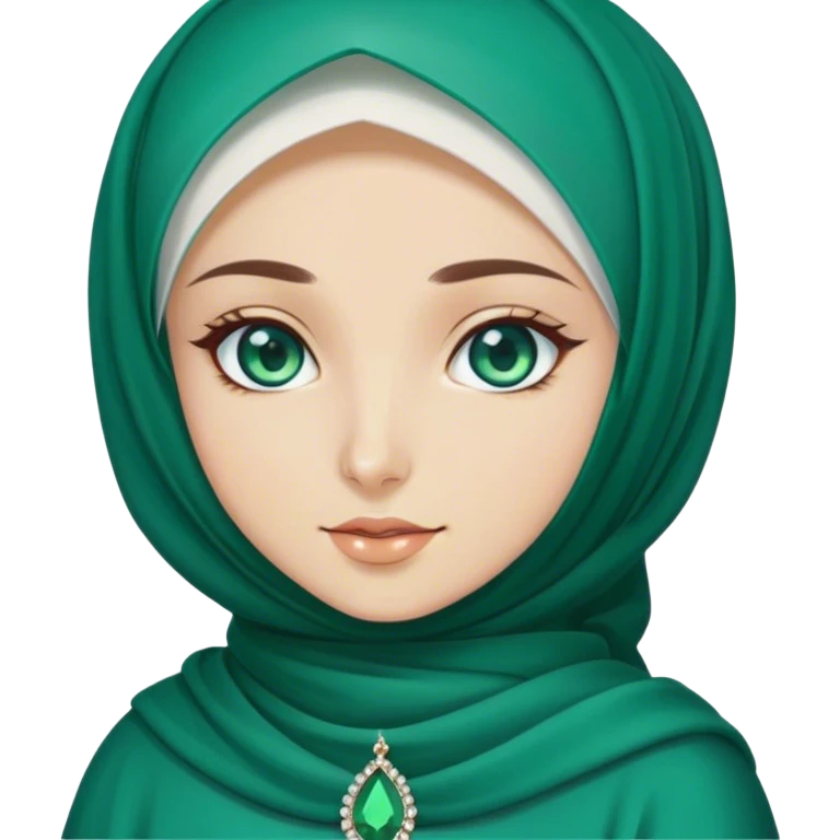 Turkish beautiful finish Konya girl blue eyes with hijab and emerald stone dress emoji