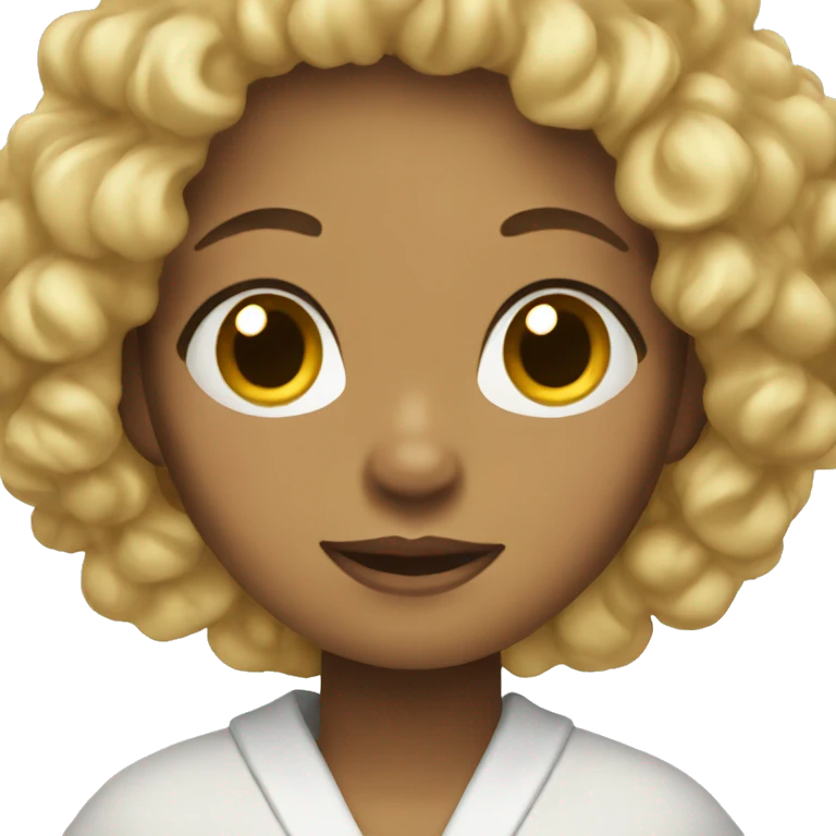 girl with curly blonde hair in a robe emoji