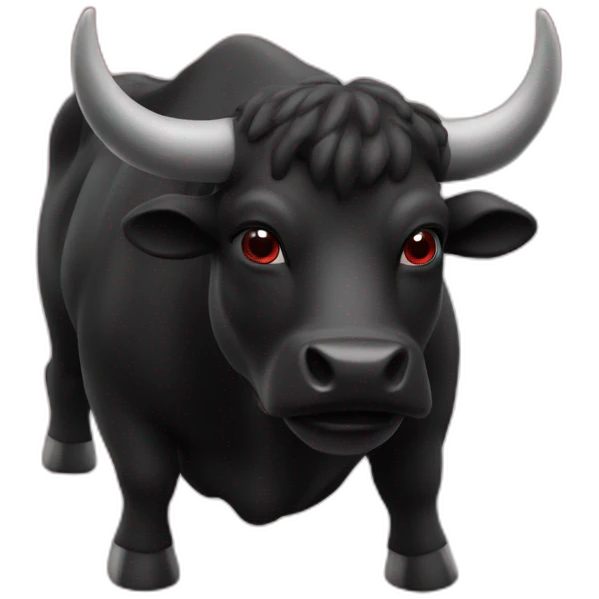 black bull on red bg emoji