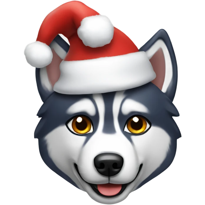 Husky wearing a santa hat emoji