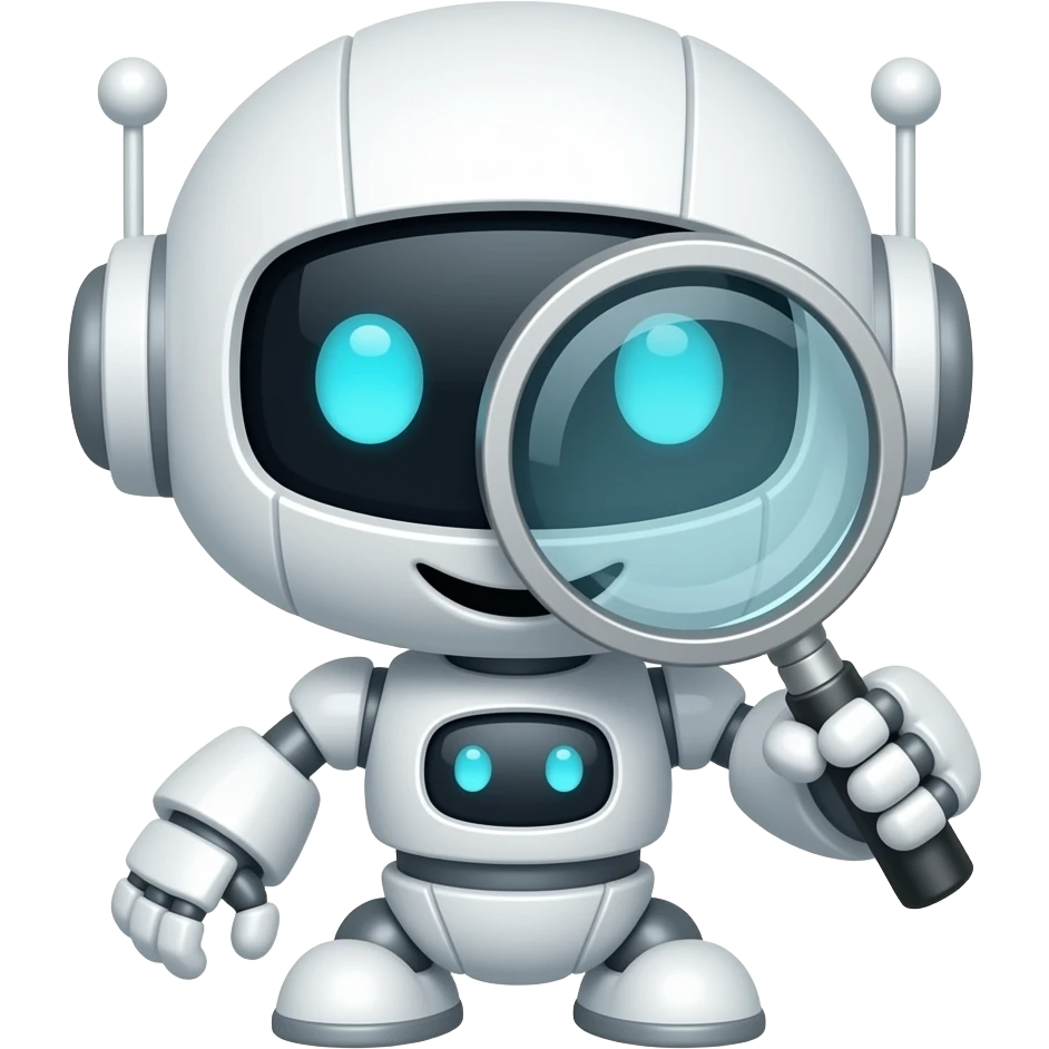 cute robot searching with magnifying glass emoji
