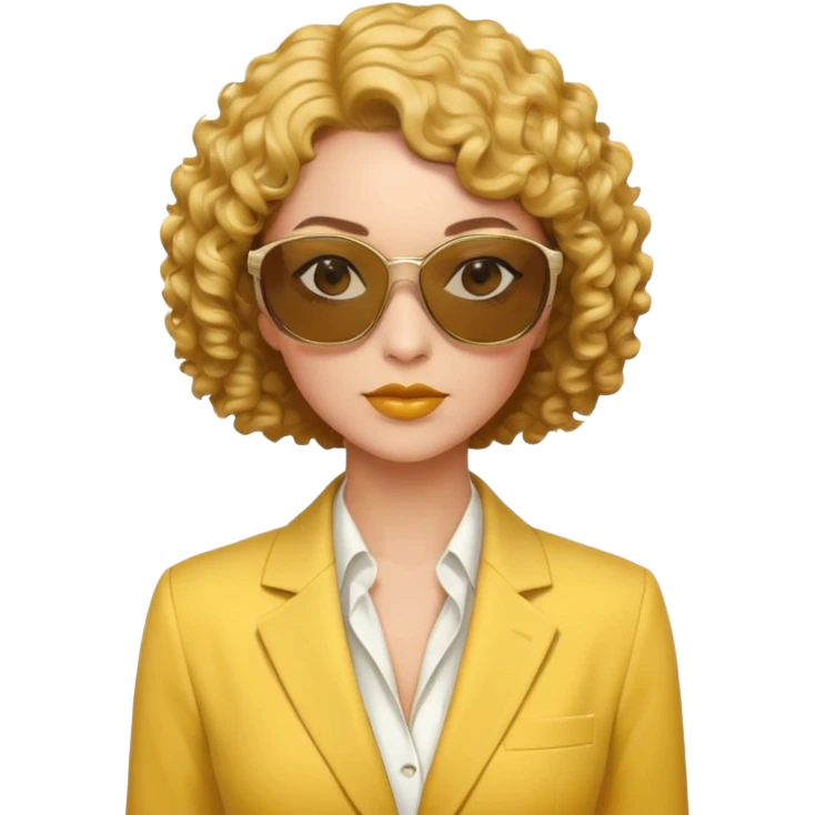 Short curly hair, yellow suit, spy totally spies emoji