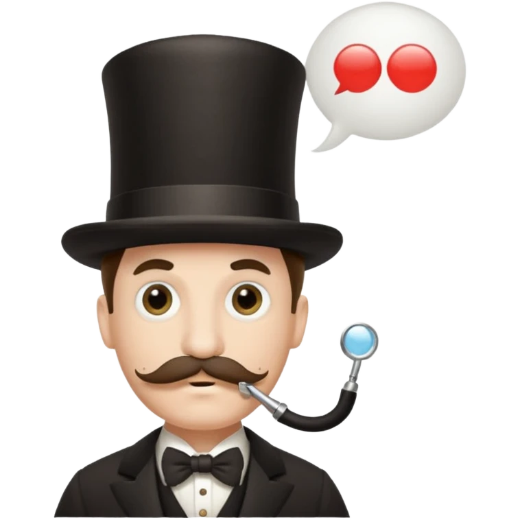 Fancy man with top hat and mustache and wearing monocle, and having a speech bubble saying so be it emoji