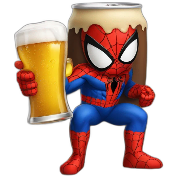 Spiderman drink à beer emoji