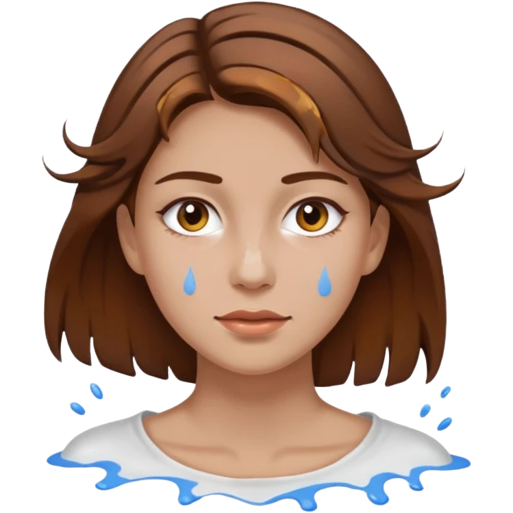 Brown hair woman, splashed white on face emoji