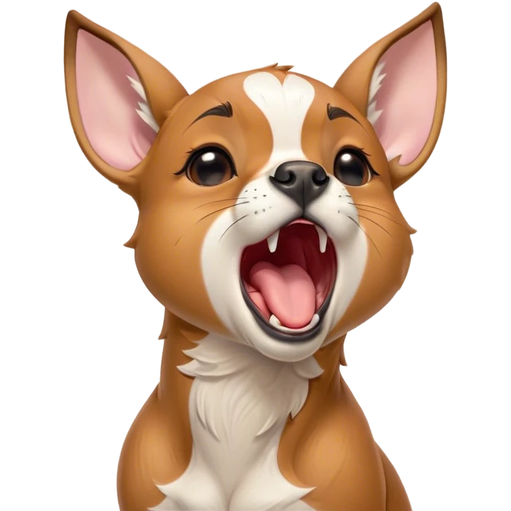 Cinematic Cute Yawning Fawn Boxer Portrait Emoji, Head tilted slightly with a dramatic, wide-open yawn, showcasing a short fawn coat with a crisp white muzzle and chest, floppy ears slightly drooping, round brown eyes barely open in drowsy contentment, Simplified yet irresistibly adorable features, highly detailed, glowing with a soft, cozy glow, high shine, relaxed yet expressive, stylized with a touch of whimsy, bright and endearing, soft glowing outline, capturing the essence of a sleepy yet affectionate guardian, so drowsy it feels like it could stretch right out of the screen and curl up for a nap! emoji