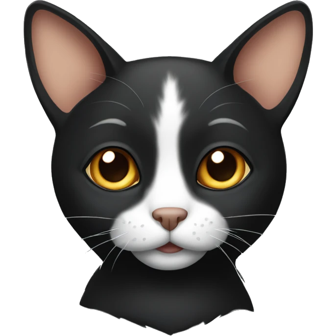 A black fold-eared cat with brown eyes emoji
