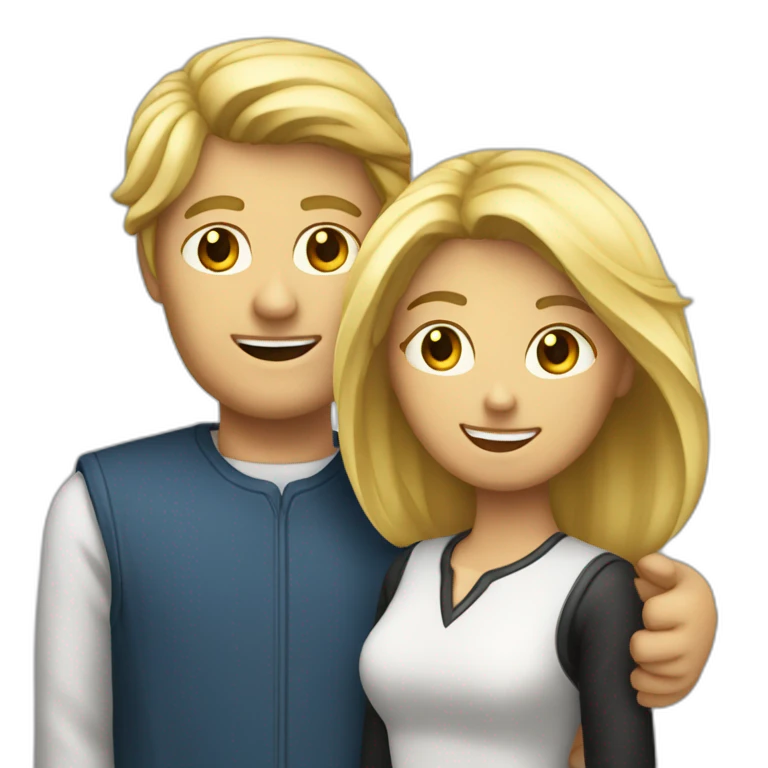 Un homme chatin foncé avec une femme blonde emoji