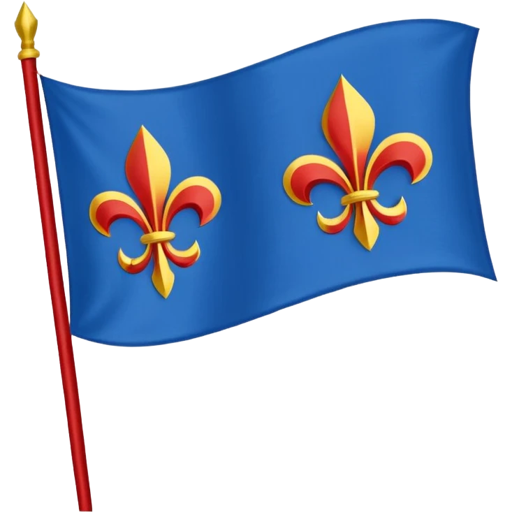 blue flag with red borders and 3 yellow fleur de lys inside emoji