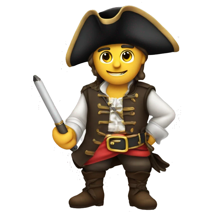 pirate outfit sitting down and writing on a scroll with a feather pen emoji