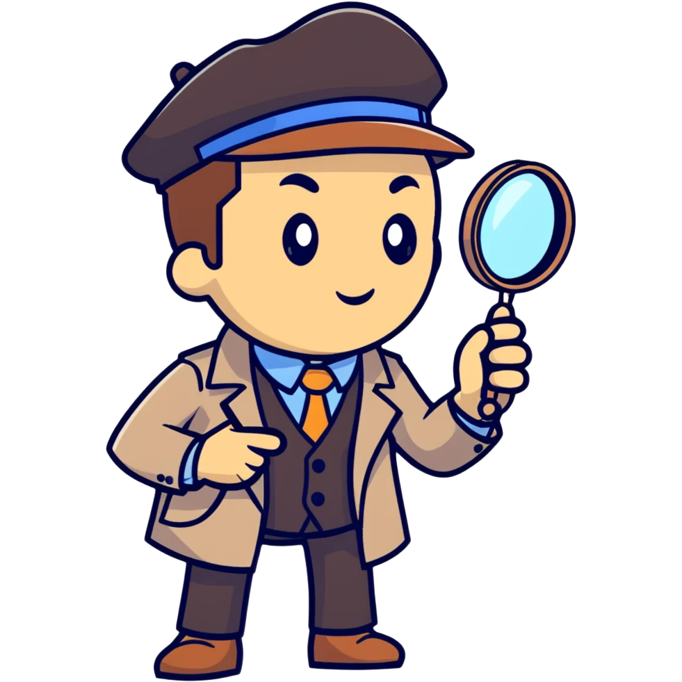 cartoon detective investigating with magnifying glass emoji