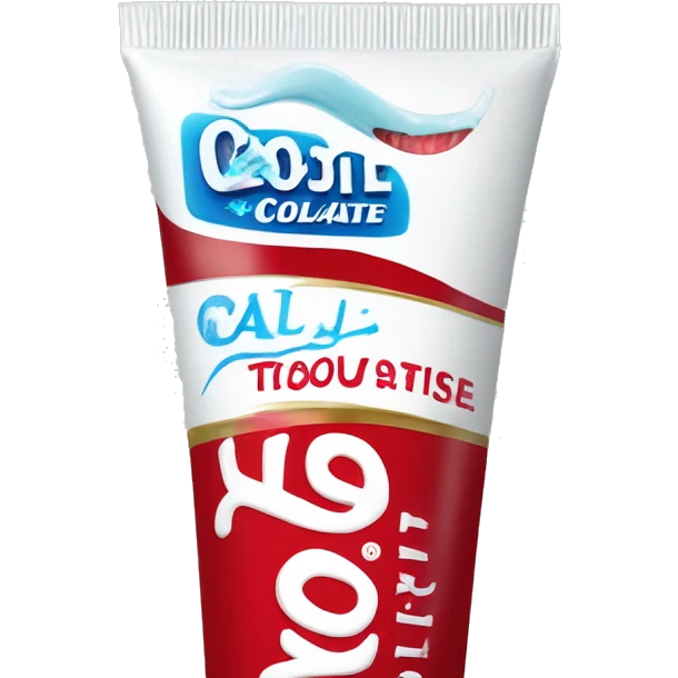 toothpaste with brand name COLGATE written on the tube clearly emoji