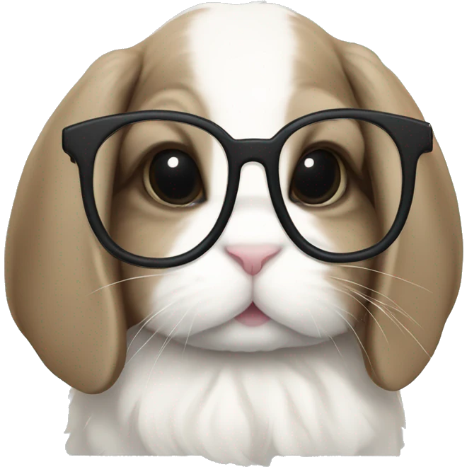 Holland lop bunny wearing glasses  emoji