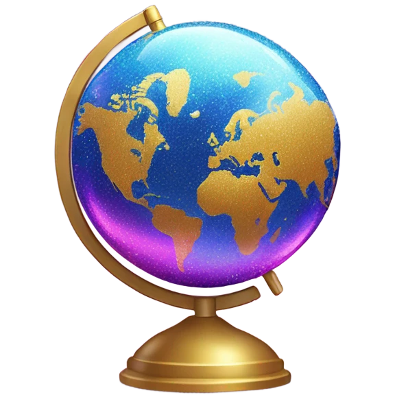 Heart glitter globe emoji