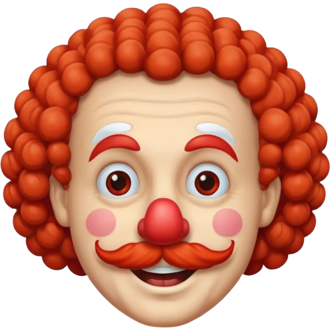 Classic clown — curly mustache, red nose emoji