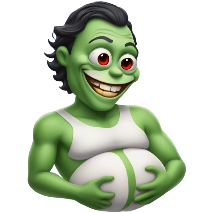 Joker gently embracing pregnant crazy frog  emoji