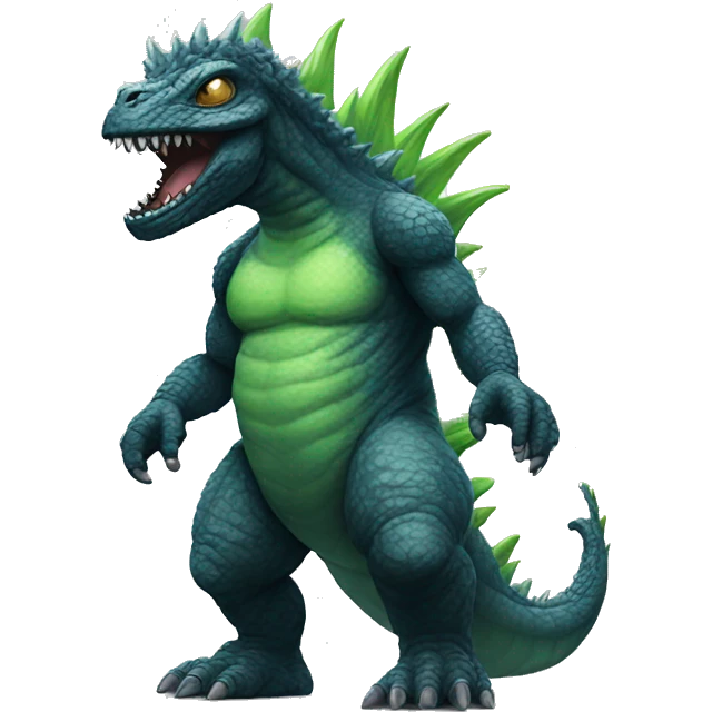 Godzilla dressed as an alien emoji
