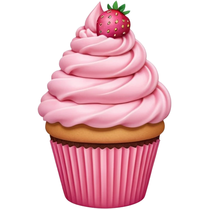 Cupcake with Strawberry ice cream cone frosting  emoji