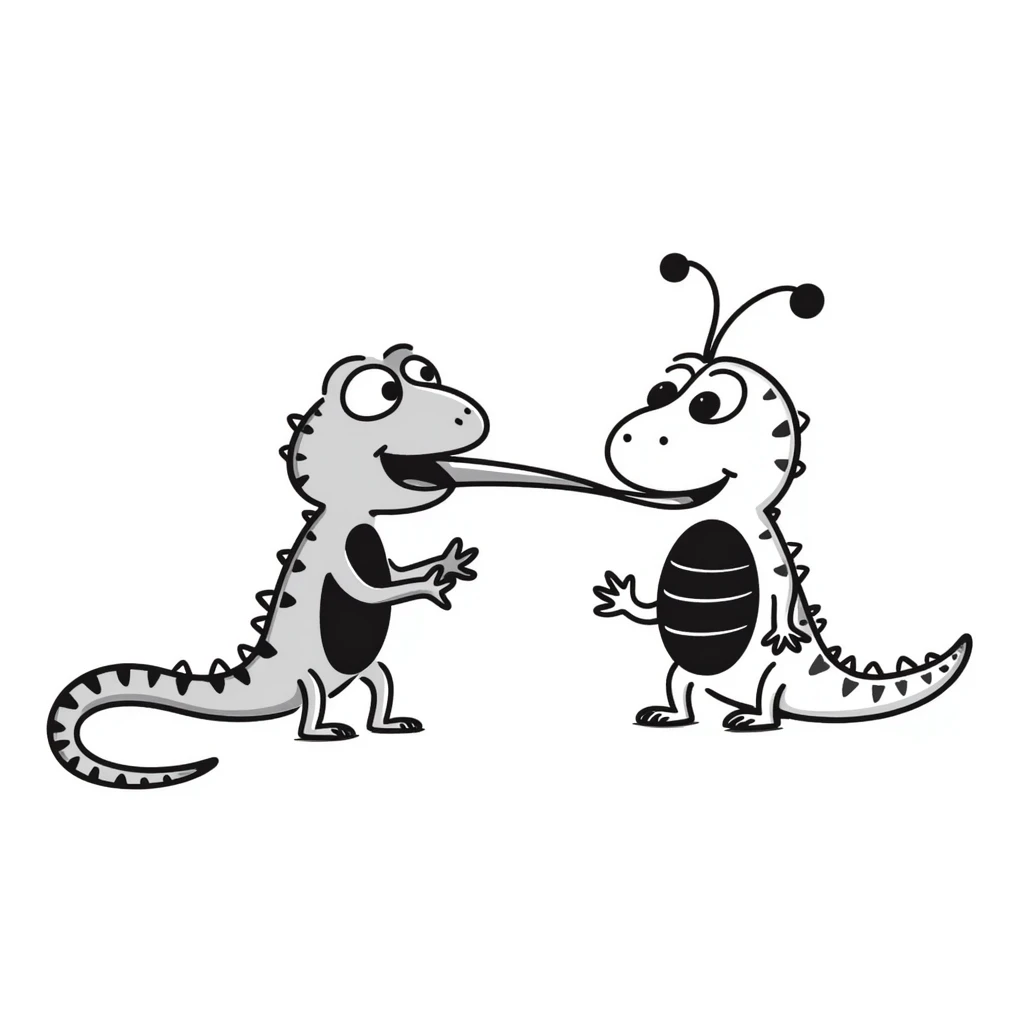 hungry lizard, hand drawn doodle style emoji