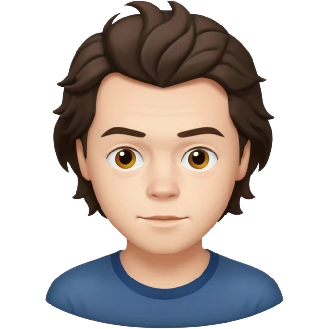 une joli personne qui ressemble a harry styles, avec beaucoup de details, de 3 quart  dans un rond  emoji