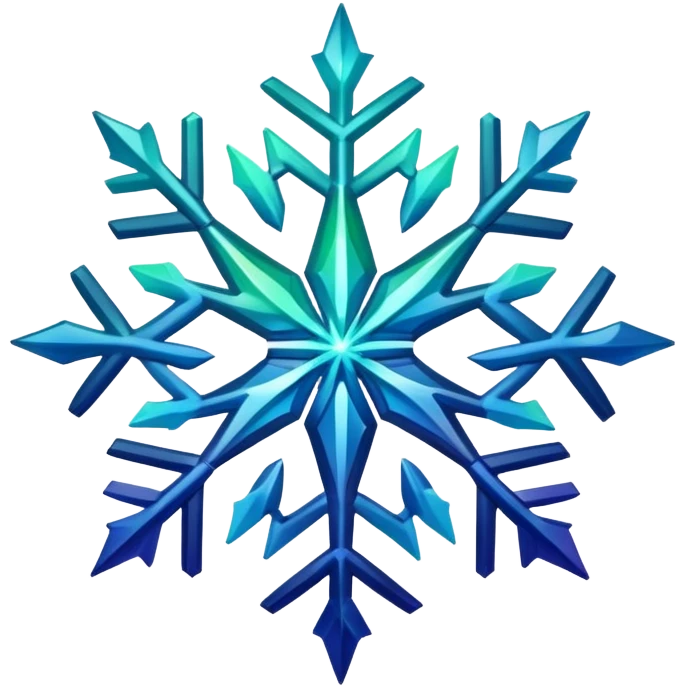 Gradient iridescent green blue indigo star snowflake  emoji