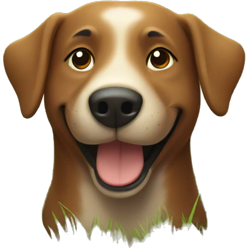 happy brown dog in the grass emoji