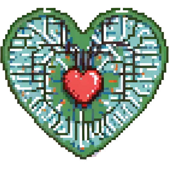 microchip heart retro-tech aesthetic emoji
